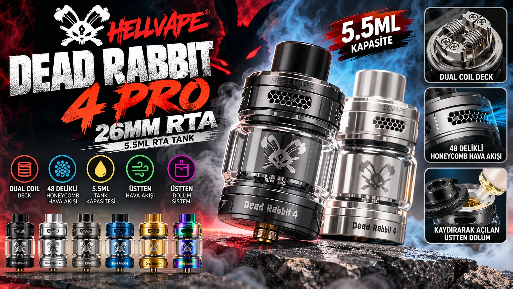 Hellvape Dead Rabbit 4 Pro 26mm RTA 5.5ml: Kapsamlı İnceleme ve Kullanım Rehberi